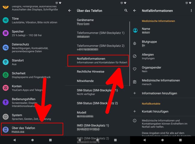 Hier speichert ihr die Notfallinformationen in Android. (Bildquelle: GIGA)