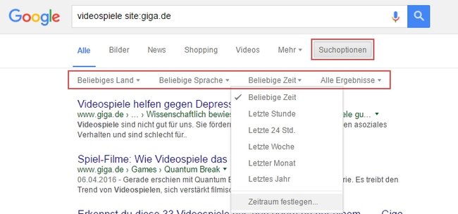 Google Erweiterte Suche Suchoptionen