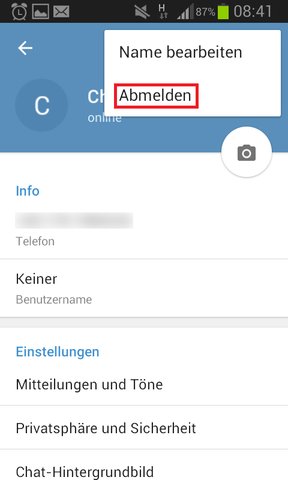 Telegram Web Abmelden