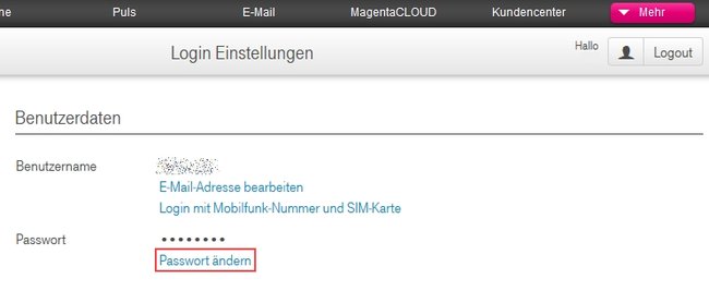 Telekom Passwort ändern Benutzerdaten