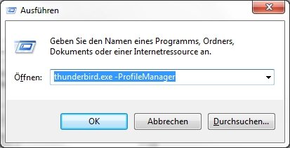 Thunderbird Profile Ausführen-Dialog