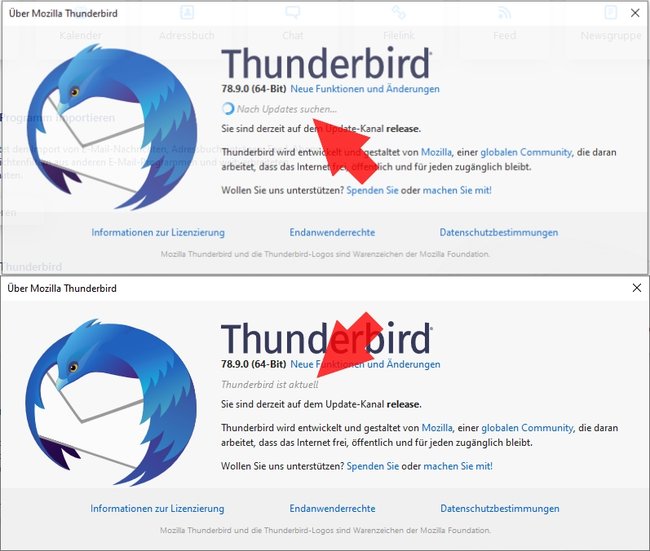 Thunderbird Version Aktualisierung
