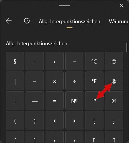 Windows 10 11 Trade-Mark-Symbole Sonderzeichentastatur