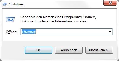 Windows Zeichentabelle Ausführen charmap