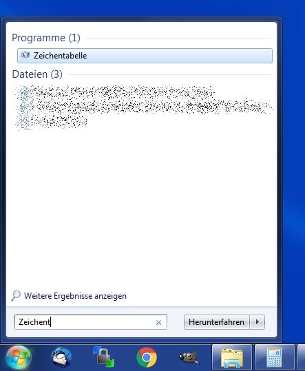 Windows Zeichentabelle Start