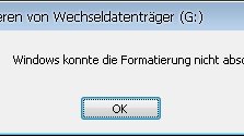 Lösung: Windows konnte die Formatierung nicht abschließen