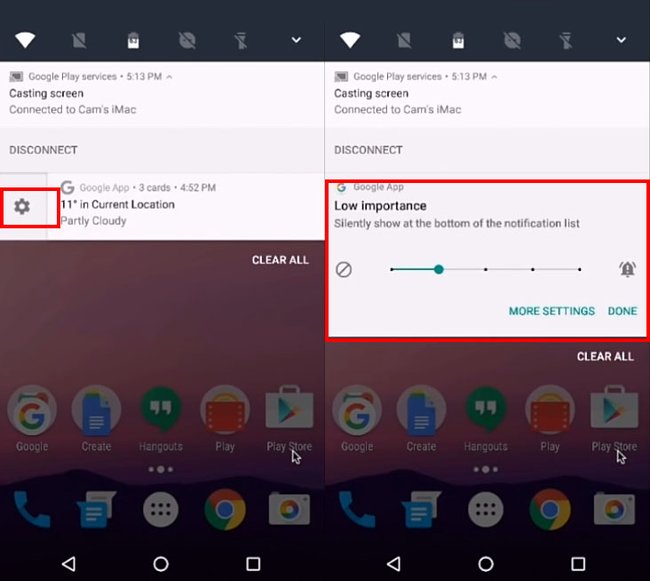 Android N: Über die Statusleiste könnt ihr den App-Benachrichtigungen Prioritäten zuteilen.