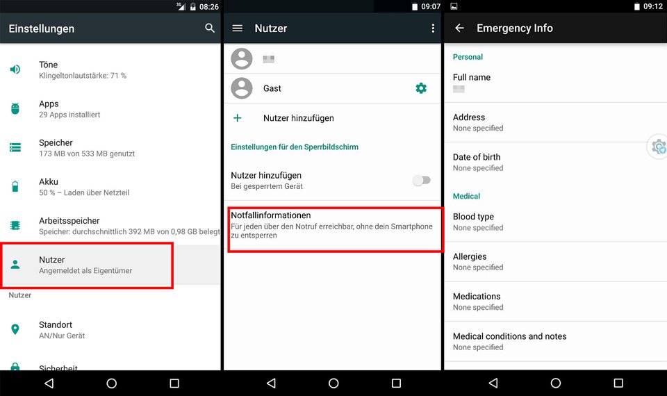 Android N: So gebt ihr eure Notfall-Informationen ein.