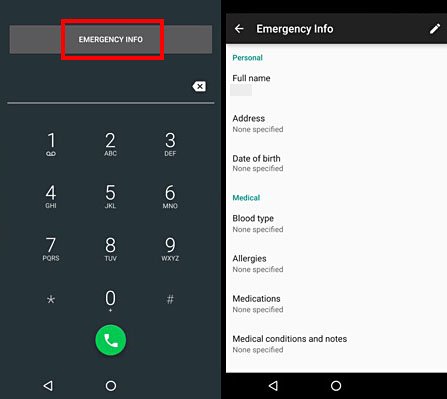 Android N: Über den Sperrbildschirm können andere im Notfall Informationen über euch abrufen.