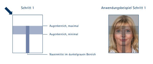 Anhand der Passbildschablone könnt ihr biometrische Bilder machen.