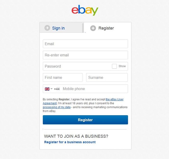 eBay Uk Account erstellen
