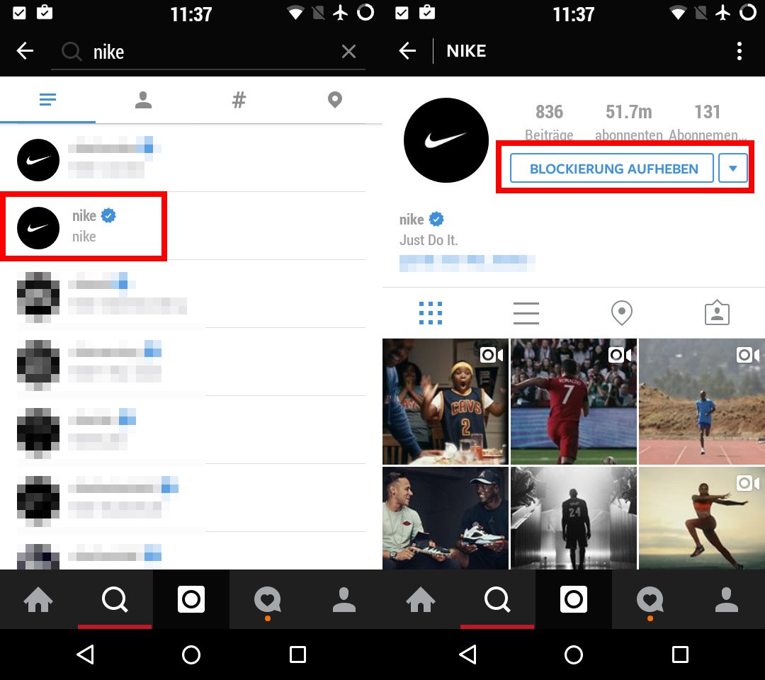 Instagram Blockieren und Blockierung aufheben so geht