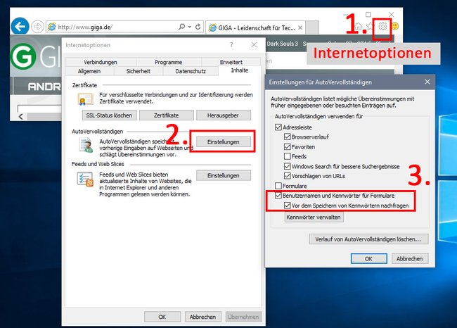 Internet Explorer: So könnt ihr eure Passwörter speichern.