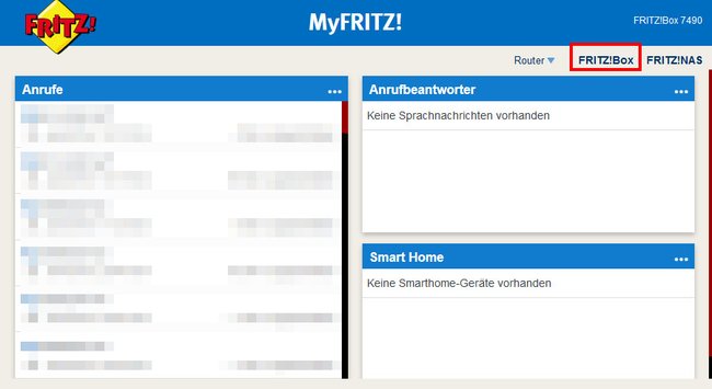 MyFritz auf Fritzbox: Hier öffnet ihr die Fritzbox-Einstellungen.