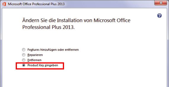 Office 2013: Hier ändert ihr den Product Key.