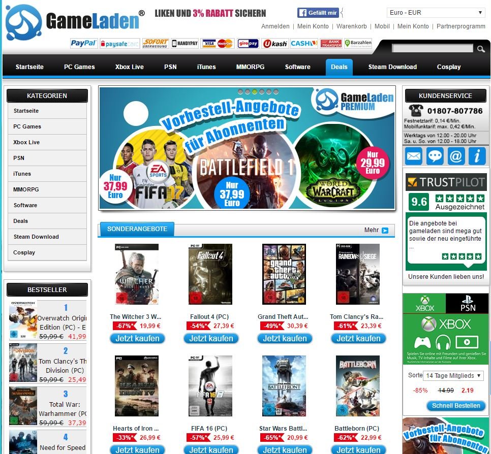 www.gameladen.com ist eine deutsche Website, die euch billige Keys für Steam verkauft.