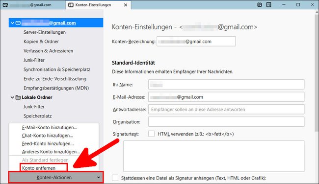 Thunderbird: Konto löschen – so geht's