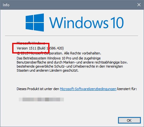 Ab Windows 10 werden die Versionen anders gezählt.
