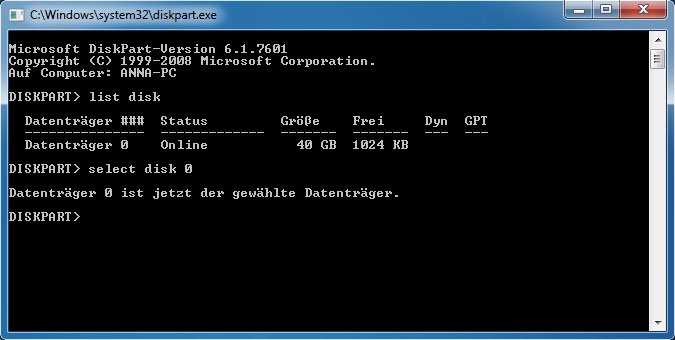 Mit Diskpart könnt ihr die Festplatte auch während des Windows-Setup in GPT konvertieren. Bild: GIGA