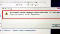 GPT/MBR: Windows kann auf Datenträger nicht installiert werden