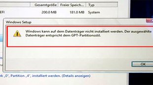 GPT/MBR: Windows kann auf Datenträger nicht installiert werden