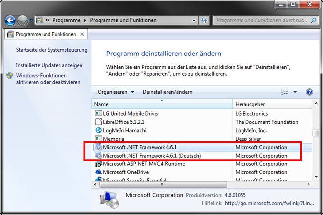 NET Framework solltet ihr nicht deinstallieren, da sonst Fehler auftauchen können. Bild: GIGA