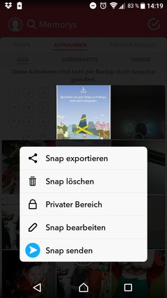 Snapchat Memorys speichern für Backup und Privaten Bereich – so gehts