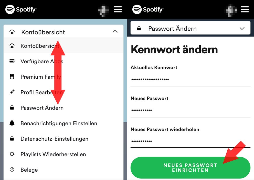 Spotify Passwort aendern