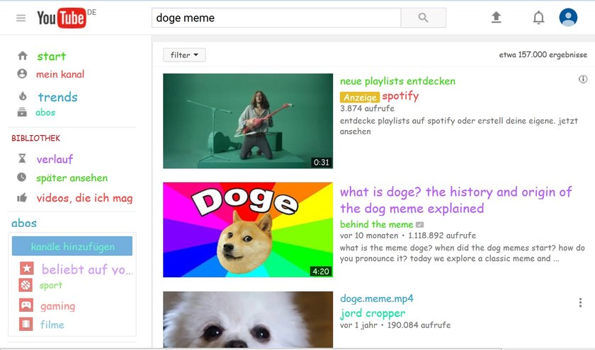 YouTube Easter-Egg doge meme