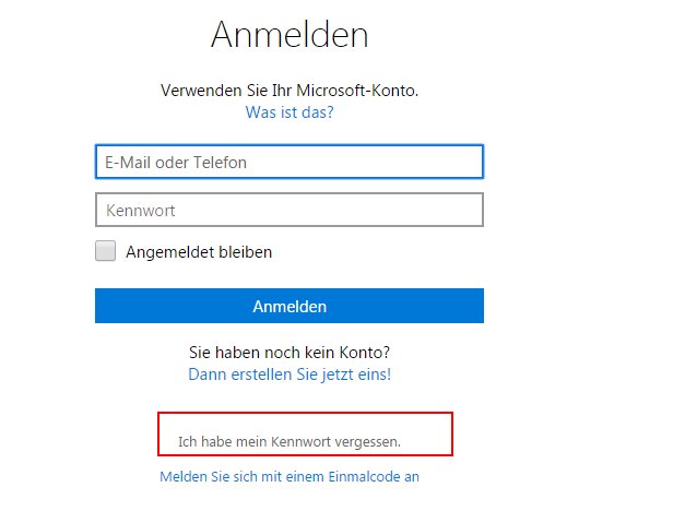 hotmail-passwort-vergessen