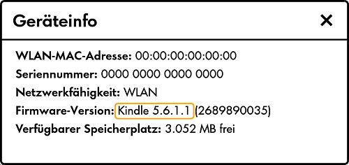 Kindle: Hier steht eure installierte Software-Version.