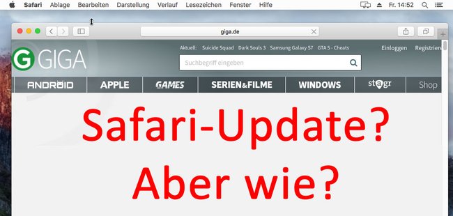Safari: Im Browser findet sich keine Option für ein Update.