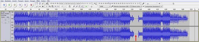 Audacity schneiden Pause