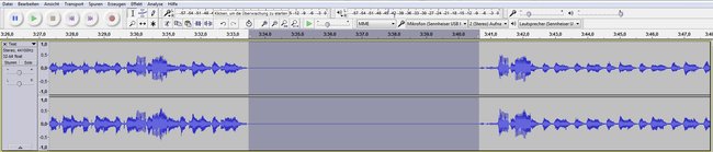 Audacity schneiden markieren