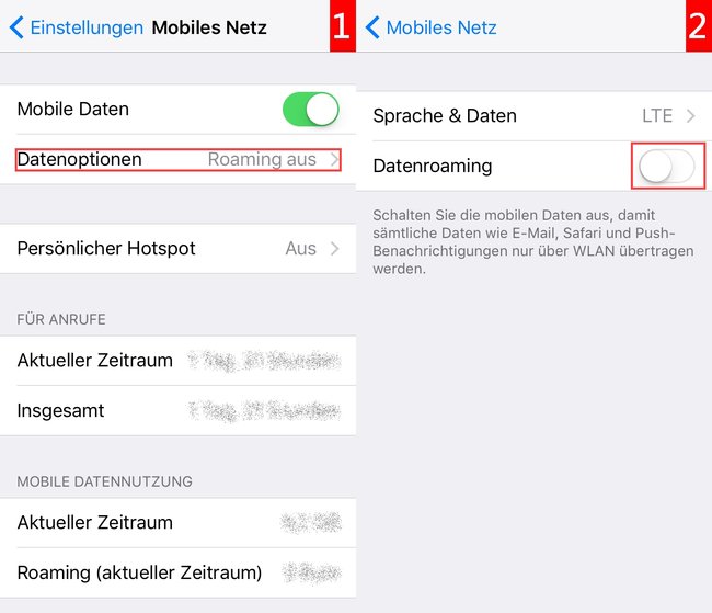 Daten-Roaming ausschalten iPhone iOS