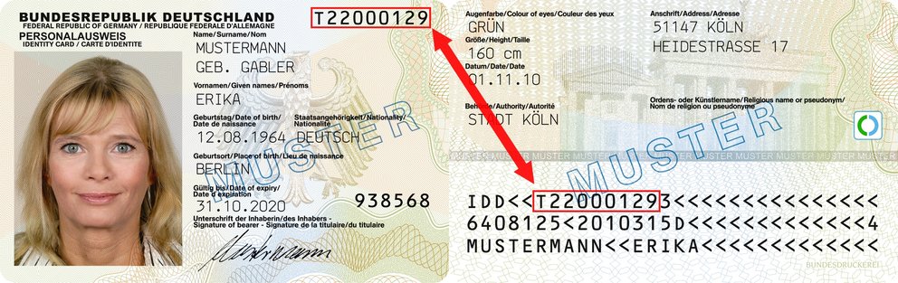 Dokumentennummer Personalausweis Ausweisnummer Seriennummer