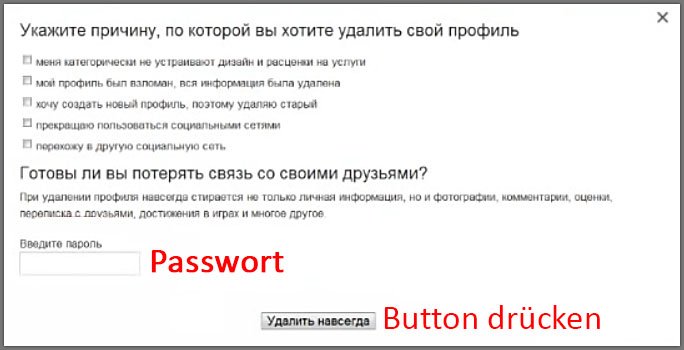 Odnoklassniki: Gebt euer Passwort ein und bestätigt mit dem Button.
