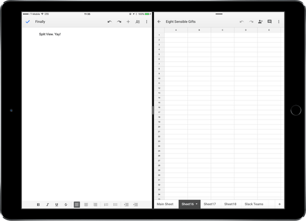 Google Docs, Tabellen und Präsentationen für iOS lernen Split-View-Multitasking