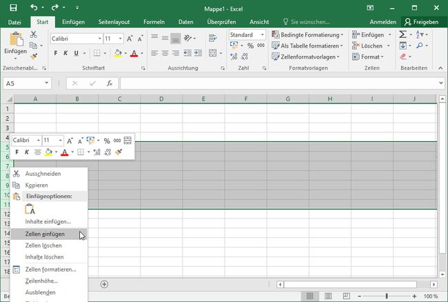 Excel: So fügt ihr mehrere Zeilen auf einen Schlag ein.