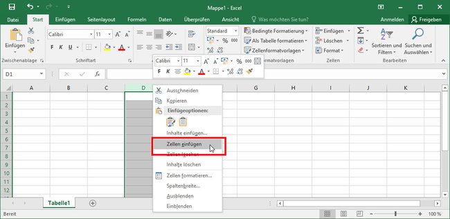 Excel: So fügt ihr eine Spalte ein.