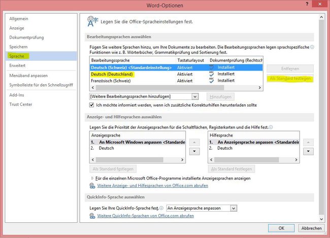 Excel: In dem Fenster ändert ihr die Sprache.