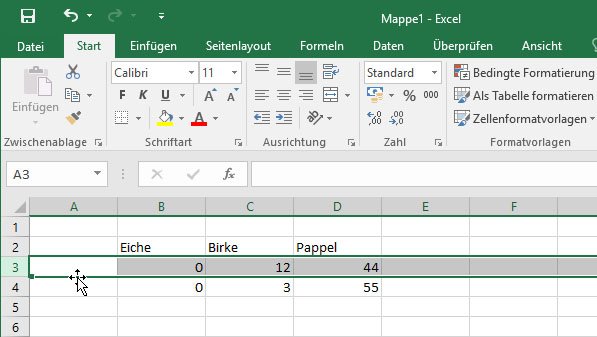 Excel: Haltet zum Verschieben jetzt auch die Shift-Taste gedrückt.