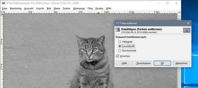 Gimp: Hier erstellt ihr ein Schwarz-Weiß-Bild aus einem Farbbild.