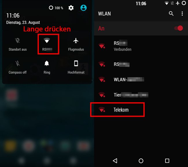 Kostenloses WLAN erkennt ihr in der Regel an der WLAN-Bezeichnung "Telekom".