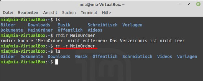 Der Befehl „rm -r“ löscht unter Linux Verzeichnisse, die Dateien enthalten. Bild: GIGA