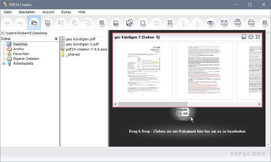 Mit dem Tool PDF24 Creator könnt ihr schnell einzelne PDF-Seiten entfernen.