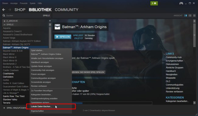 Steam: So löscht ihr Spiele aus der Bibliothek.