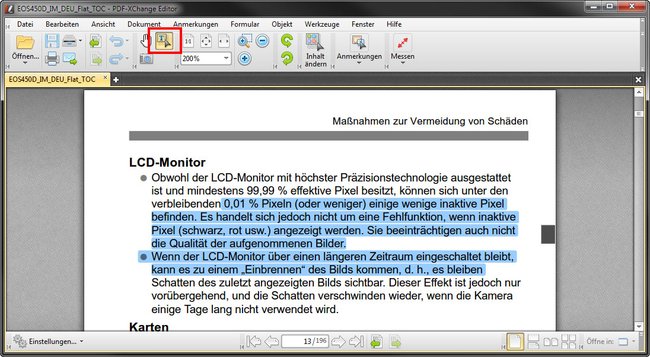 PDF-XChange Editor: Mit dem Text-Werkzeug kopiert ihr Textinhalte