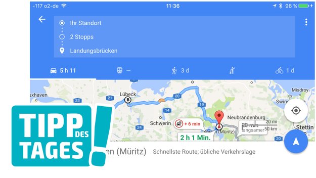 Google Maps: Zwischenziele in Routen festsetzen, so gehts
