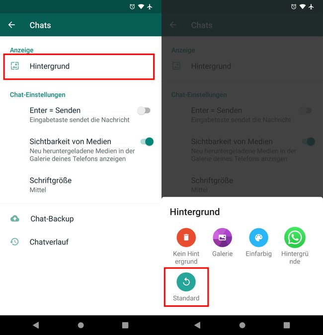 So stellt ihr das ursprüngliche WhatsApp-Hintergrundbild wieder her. Bild: GIGA